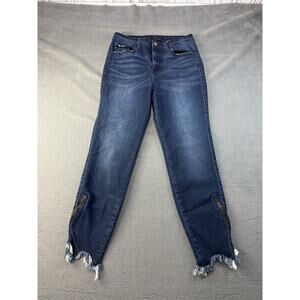 Kancan Jeans Womens Dark Wash Ankle Zipper Skinny  Raw Hem - KC9131D 7 / 27‎